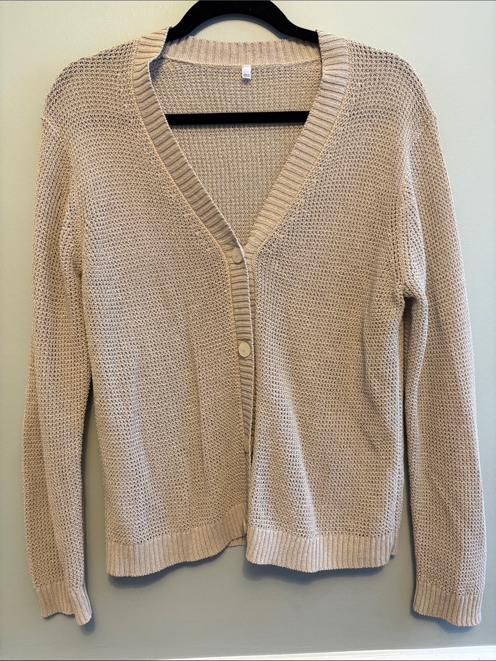 Muji Beige V-Neck Button Cardigan Sweater - size L